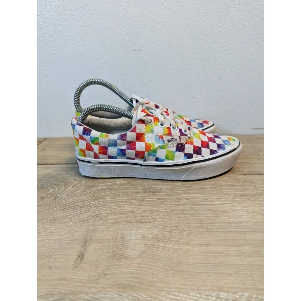Vans Women’s Shoes Size 5.5 Rainbow Checkered Old Skool Lace Up Off The Wall - Picture 5 of 9